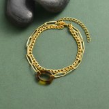 pulsera en doble cadena estilo en moda para mujer color dorado