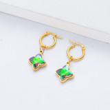 aretes con dijes flores piedra cristal