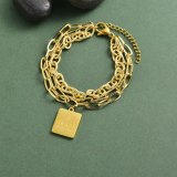 pulsera trible cadena para mujer con charm especial 18K