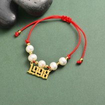 pulsera de hilo rojo estilo en moda con numero perla natural