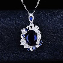 collar de zafiro azul diamante para mujer