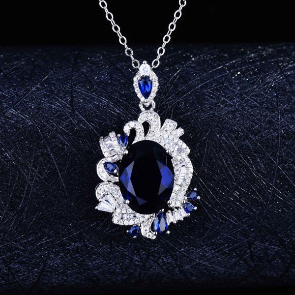 collar de zafiro azul diamante para mujer
