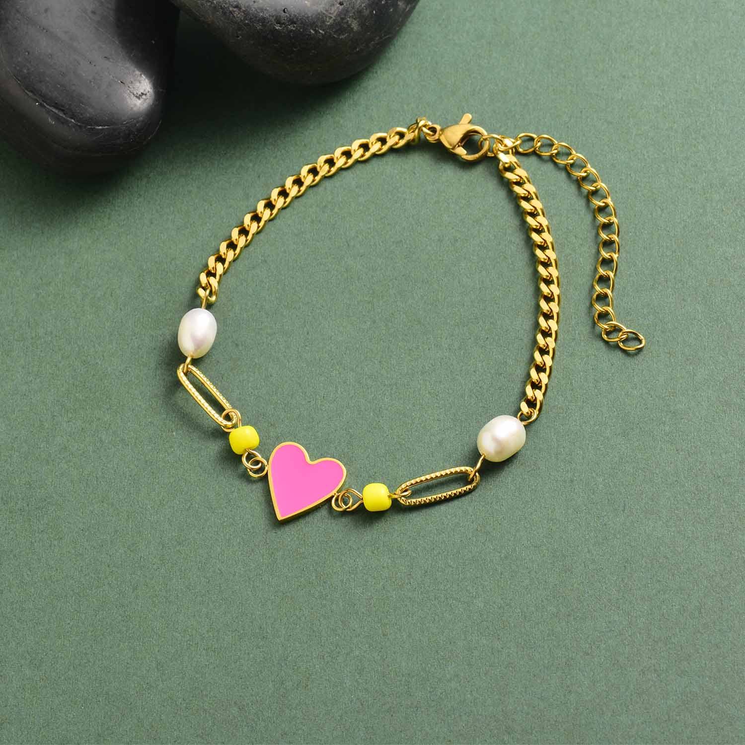 pulsera de mujer con corazon perla natural estilo de playa