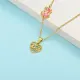 collar de oro 18K con dije de corazon y charm de osito