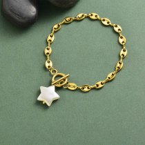 pulsera de oro 18k acero con charm de estrella blanca