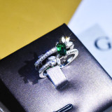 anillo ajustable personalizado de esmeralda para mujer