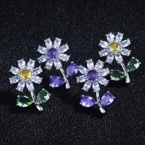 aretes margaritas flores de cristal y diamantes para adolescentes