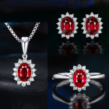 juego de aretes anillo y colgante de zafiro diamante para mujer