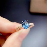 anillo ajustable de natural turmalina rosa y topazio londres azul para mujer