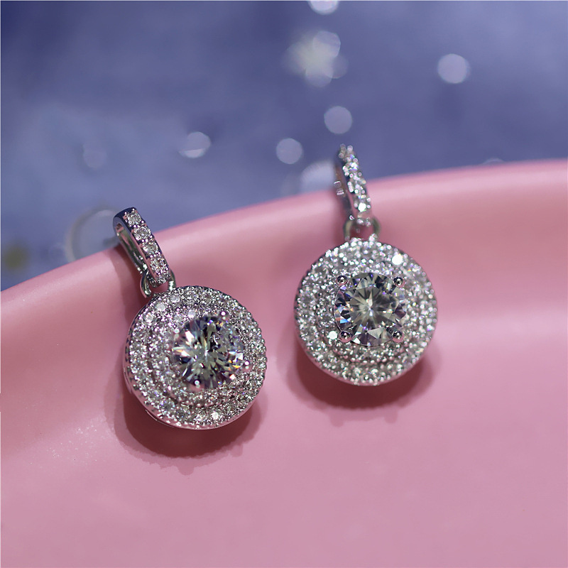 aretes lujos de diamantes de moda para mujer