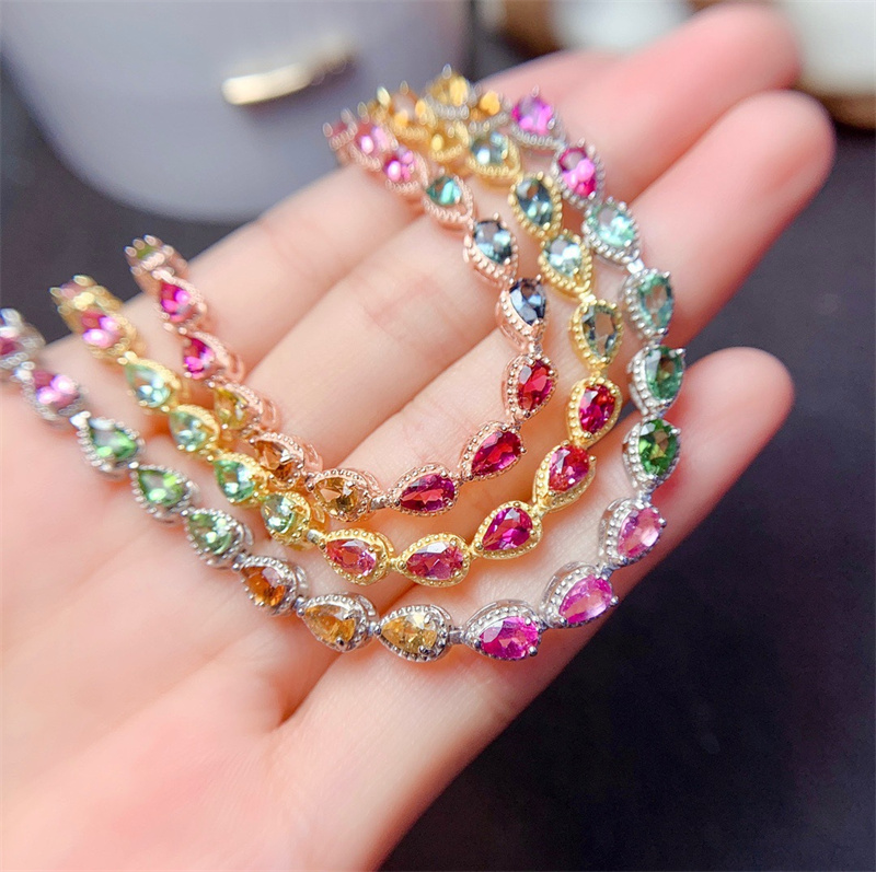 pulseras de bolitas de colores plata s oro 18k para mujer