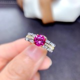 anillos ajustables de moissanita, esmeralda, cuarzo rosa y citrino para mujer