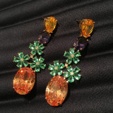 aretes personalizados de flor de verde cristal con piedra preciosa para mujer