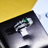 anillo ajustable personalizado de esmeralda para mujer