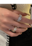 anillos sencillos de flor de diamantes de moda para mujer