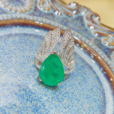 anillo de alas de angel de diamante esmeralda para mujer