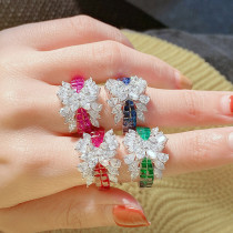 anillos bonitos de esmeralda zafiro con diamante mariposa para mujer