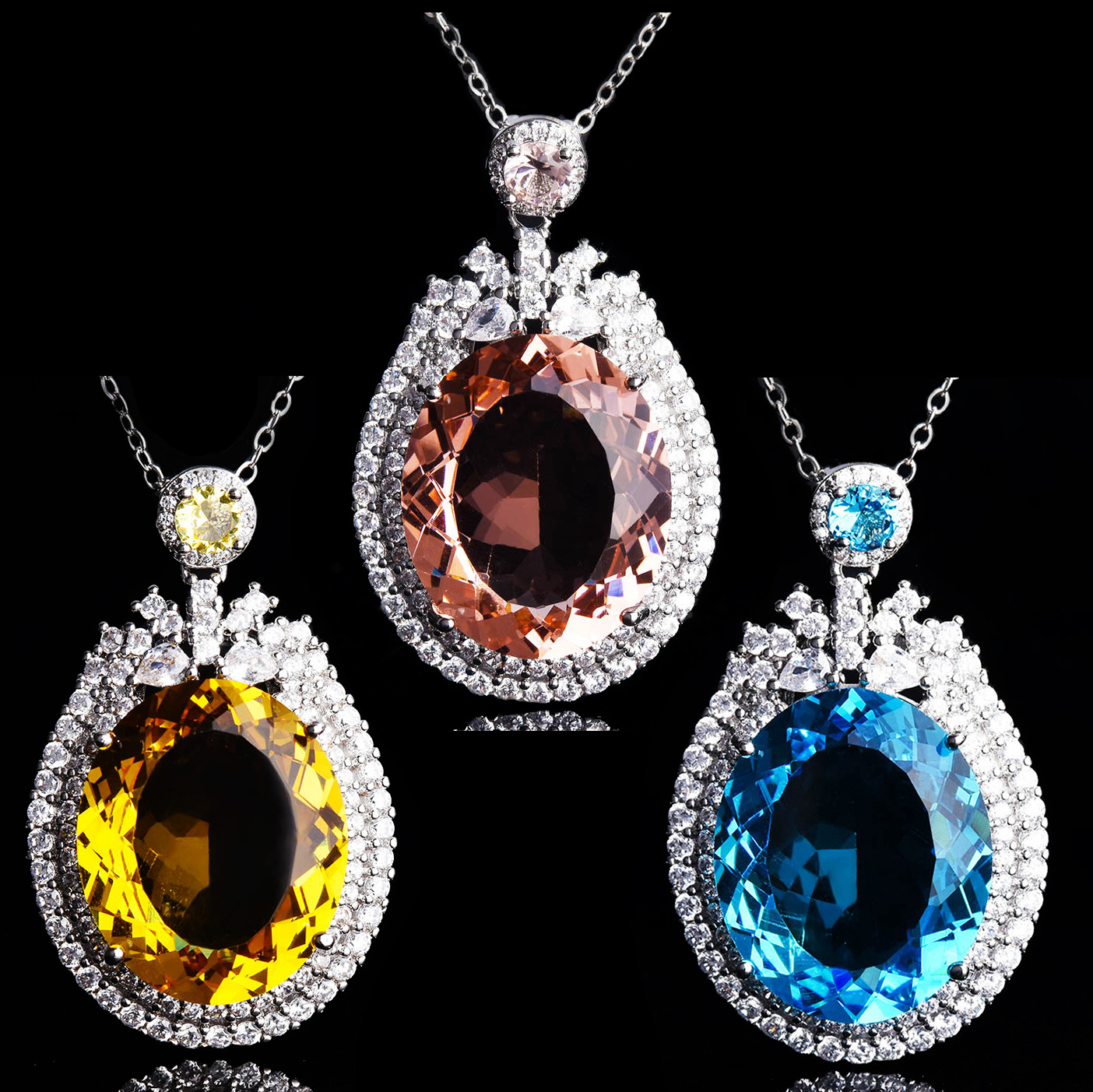 colgantes de topacio con diamantes lujo para mujer