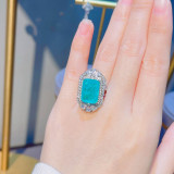 anillos de natural esmeralda diamante ajustable para mujer