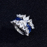 anillos bonitos de esmeralda zafiro con diamante mariposa para mujer