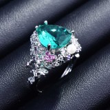 anillos bonitos de gota de piedra natural con diamantes para mujer