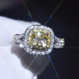 anillo de compromiso de pt950 esmeralda citrino para mujer