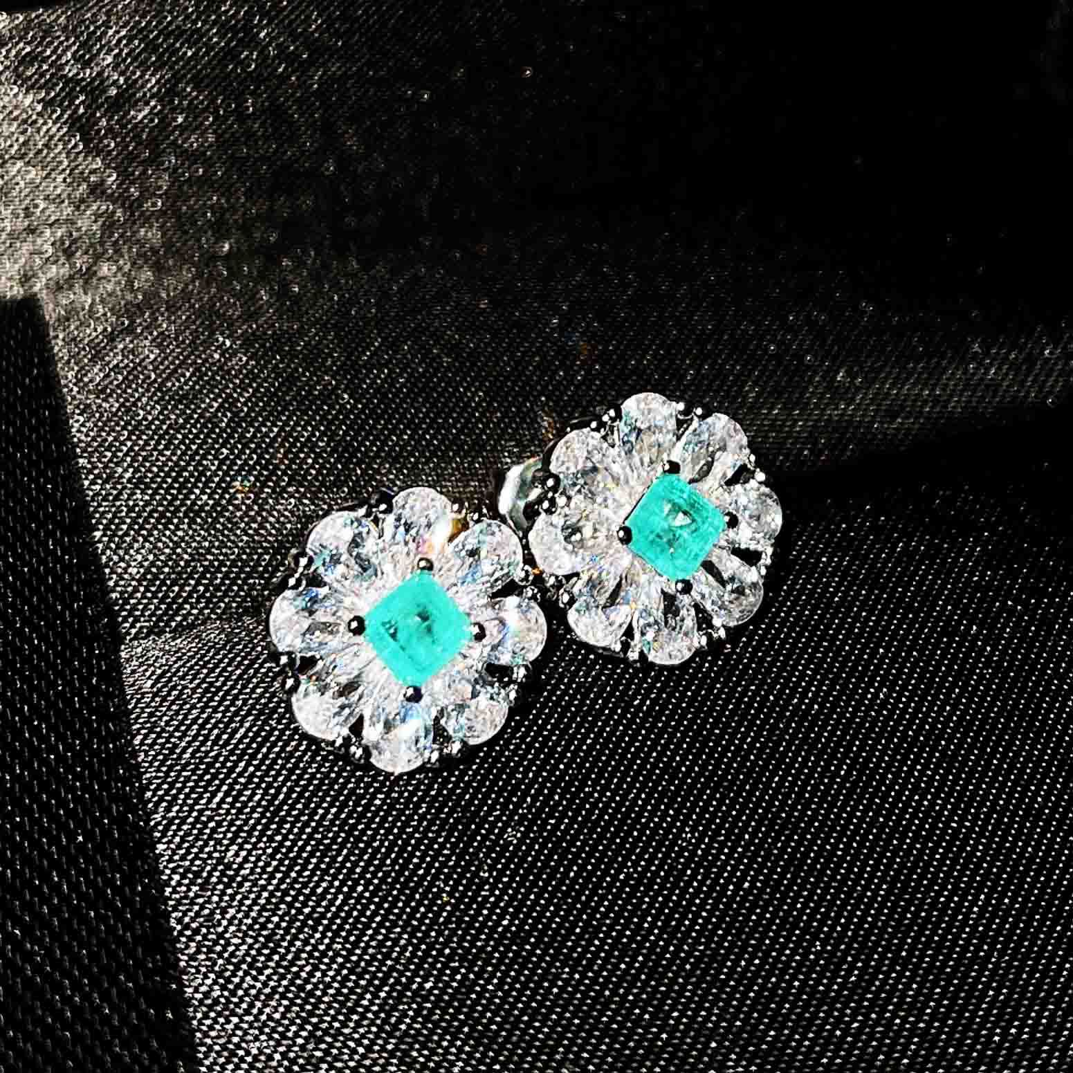 aretes de cristal y natuaral topacio para mujer