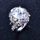 anillos bonitos de gota de piedra natural con diamantes para mujer