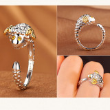 anillos ajustables de oro blanco de zodiaco chino para mujer