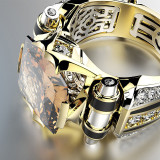 anillo de oro con diamante rosa negro personalizado para hombre