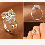 anillos ajustables de oro blanco de zodiaco chino para mujer