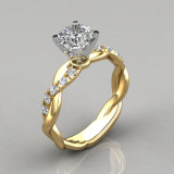 anillo de oro rosa con diamante corte princesa para mujer