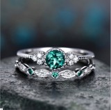 anillos de compromiso de esmeralda diamante para parejas
