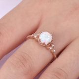 anillo de 18k oro rosa piedra blanco con diamante para mujer