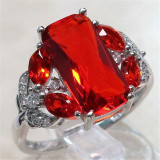 anillos lujos de compromiso de zafiro con diamante de moda para mujer