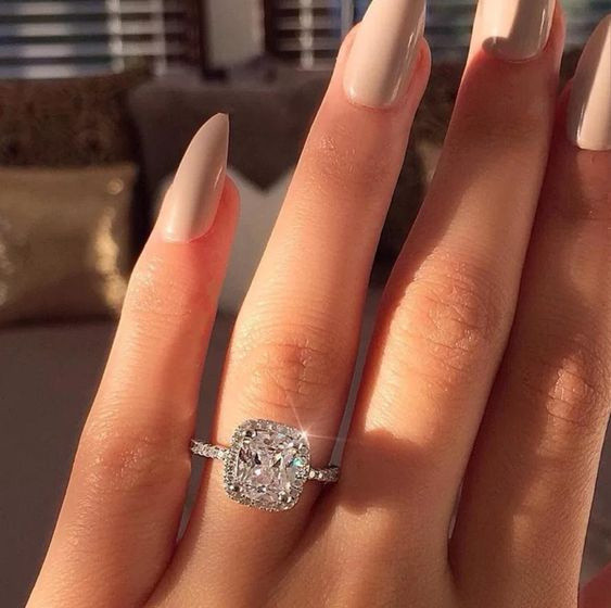 anillos de promesa de diamante cuadrado de moda para mujer