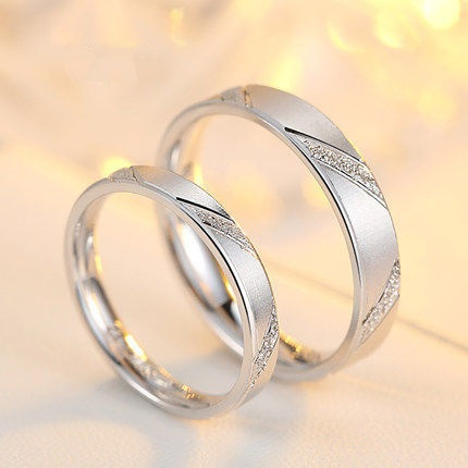 anillos plateados de compromiso ajustables de moda para mujer