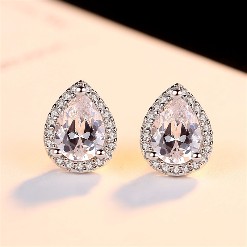 aretes de cuarzo natural con diamantes para mujer