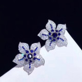 aretes de flor de diamantes de moda para mujer