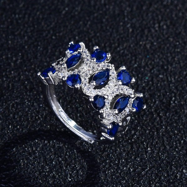 anillos bonitos de platino con diamantes zafiros para mujer