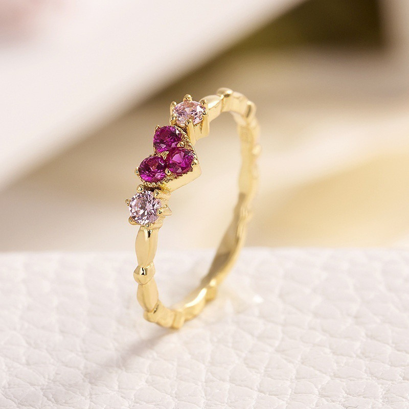 US$ 1.37 ~ US$ 1.83 - anillos bonitos de oro 18k con corazon de rubi para  mujer - Joyas De Acero Por Mayor