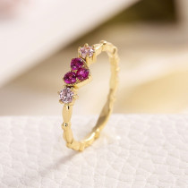 anillos bonitos de oro 18k con corazon de rubi para mujer