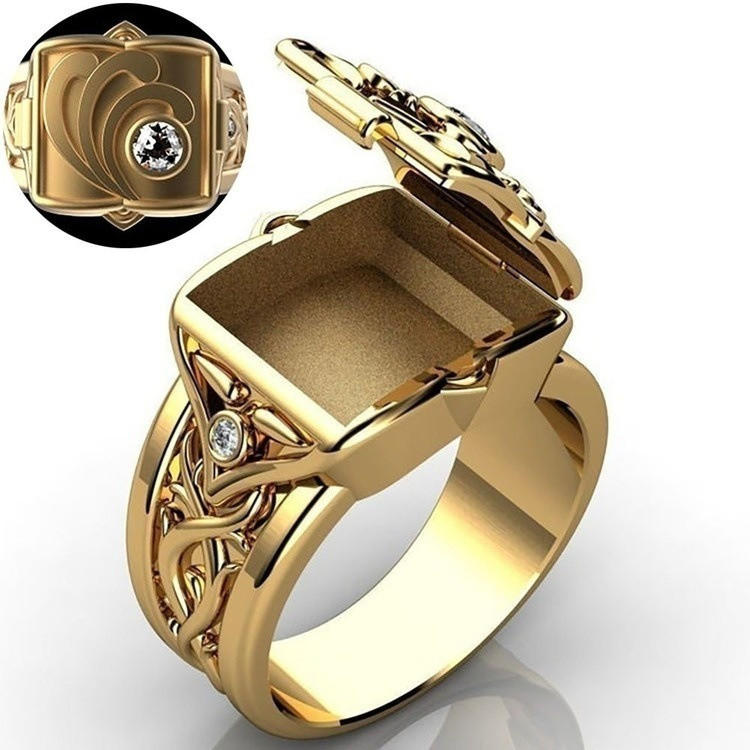 US$ ~ US$ - anillos personalizados oro laminado para hombre - Joyas De Acero Por