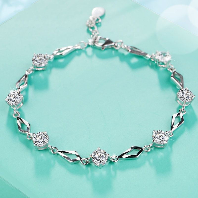 pulseras bonitas plateadas de flor de diamante de moda para amigas