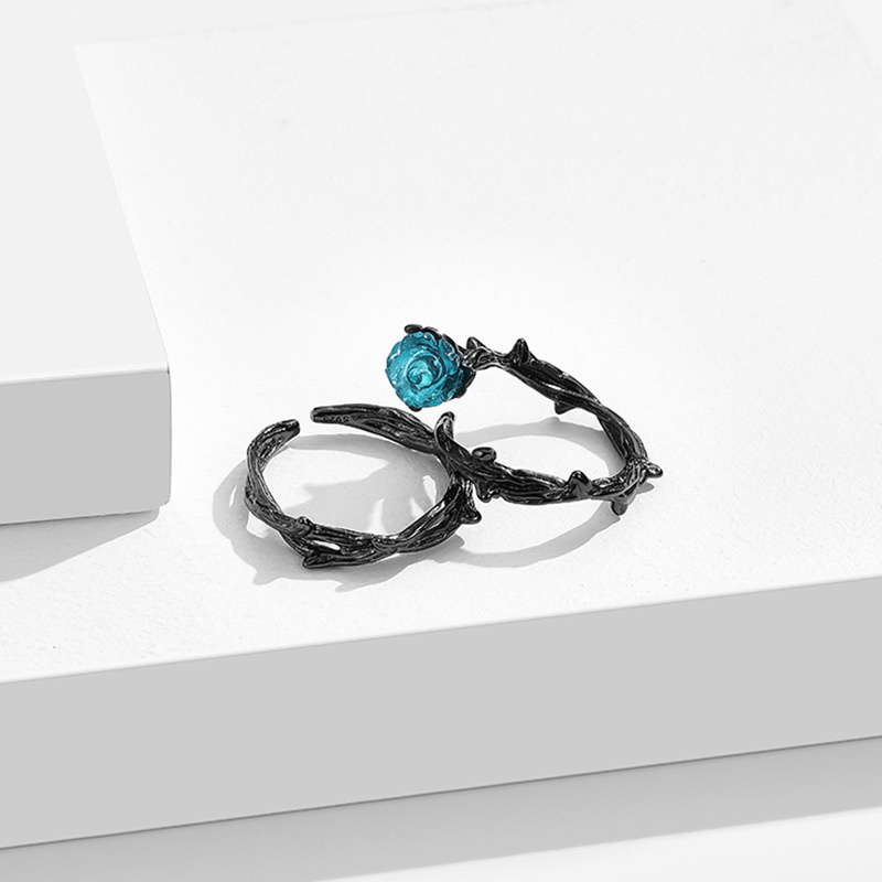 anillos personalizados plateado negra para parejas