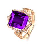 anillos lujos de oro 18k con esmeralda cuadrado para mujer