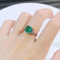 anillos bonitos de natural esmeralda cuadrada para mujer