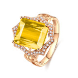 anillos lujos de oro 18k con esmeralda cuadrado para mujer