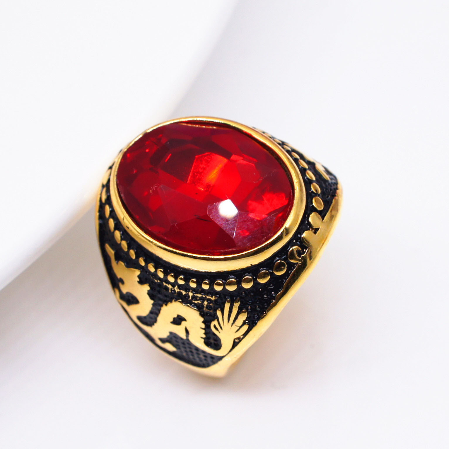 anillos antiguos de oro con natural rubi para mujer