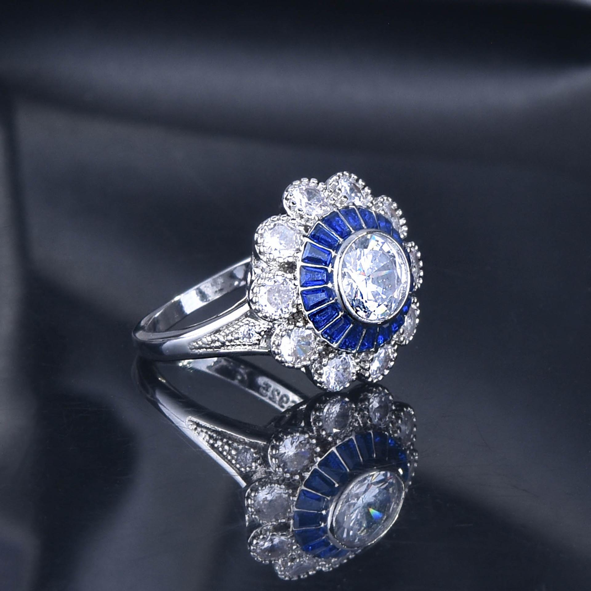 anillos antiguos de copo de nieve de diamantes para mujer